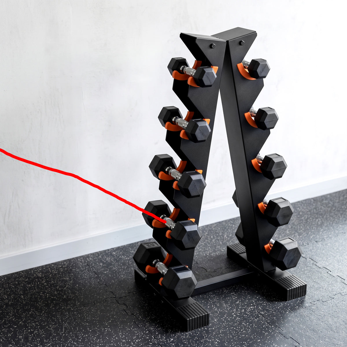 SPORTNOW 5-Tier Dumbbell Rack | A-Frame Stand for 5 Pairs | 90kg Total Capacity, Protective Cradles & PP Feet | Black & Orange