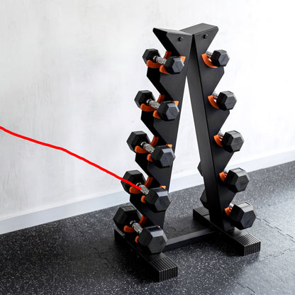 SPORTNOW 5-Tier Dumbbell Rack | A-Frame Stand for 5 Pairs | 90kg Total Capacity, Protective Cradles & PP Feet | Black & Orange
