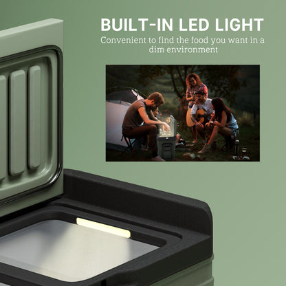 45L Camping Fridge Freezer Dual Zone, Portable Car Fridge 12V/24V DC & 100-240V AC, Electric Cool Box -20℃-20℃ with Wheels and LED Light