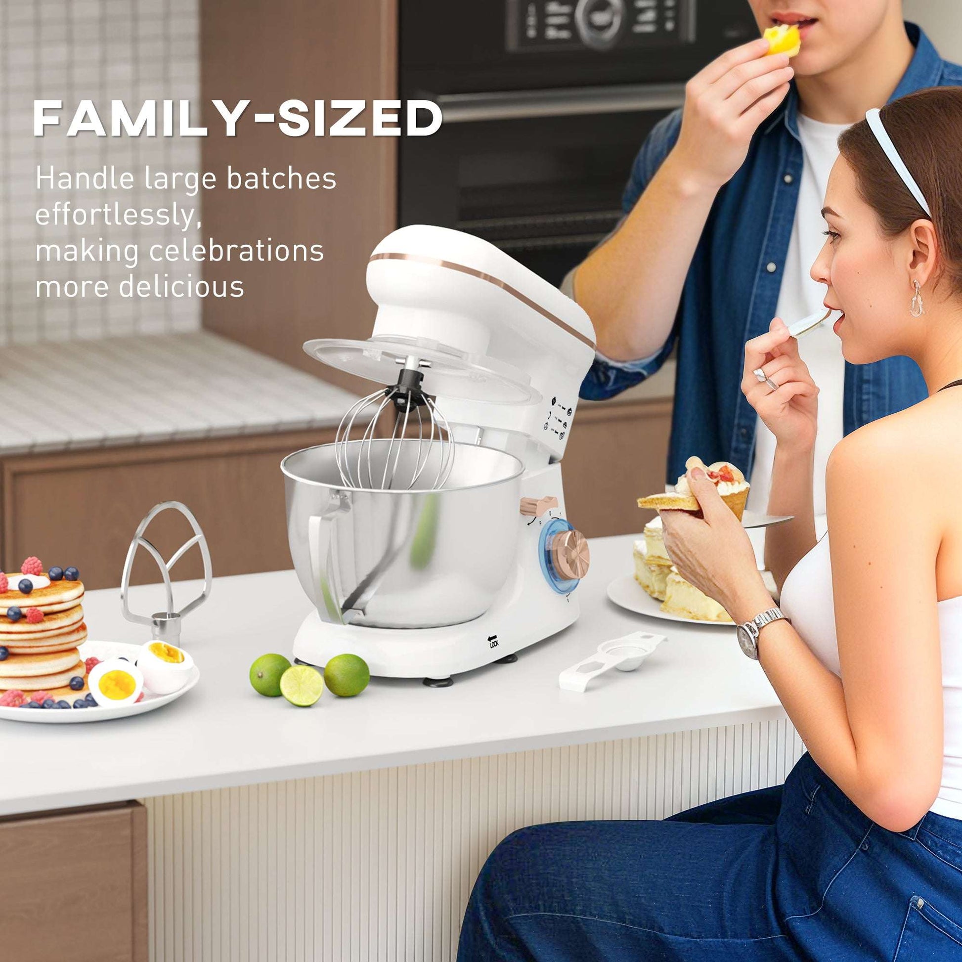 1300W Kitchen Stand Mixer, with Accessories - White / Black