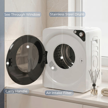 Compact Vented Tumble Dryer | 5kg | 1000W | 5 Drying Modes | Stainless Steel Drum | Stackable | 54dB | White