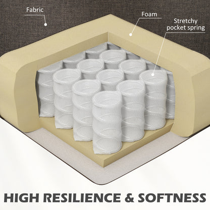 Vintage Retro Style Two Seater Sofa, Fabric Sofa Couch with Nailhead Trim, Loveseat Sofa Settee for Living Room, Dark Brown