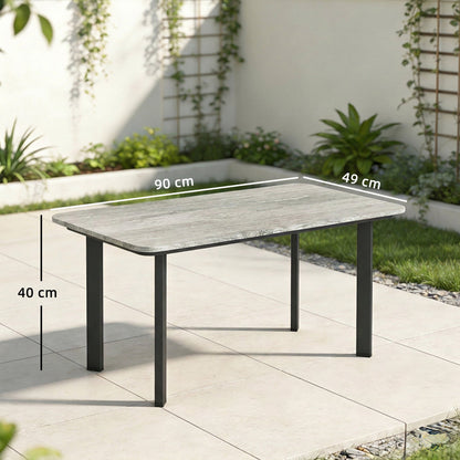 Garden Coffee Table | Slatted Plastic Wood Composite Top | Metal Frame | Adjustable Feet | 50kg | Grey