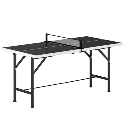 SPORTNOW 5ft Mid-Size Table Tennis Table | Black | 152x76x70cm | Folds to 76x76x12cm | E1 MDF Top | Steel Frame | Removable Net 78x12cm | Safety Locks | 2 Paddles & 3 Balls Included