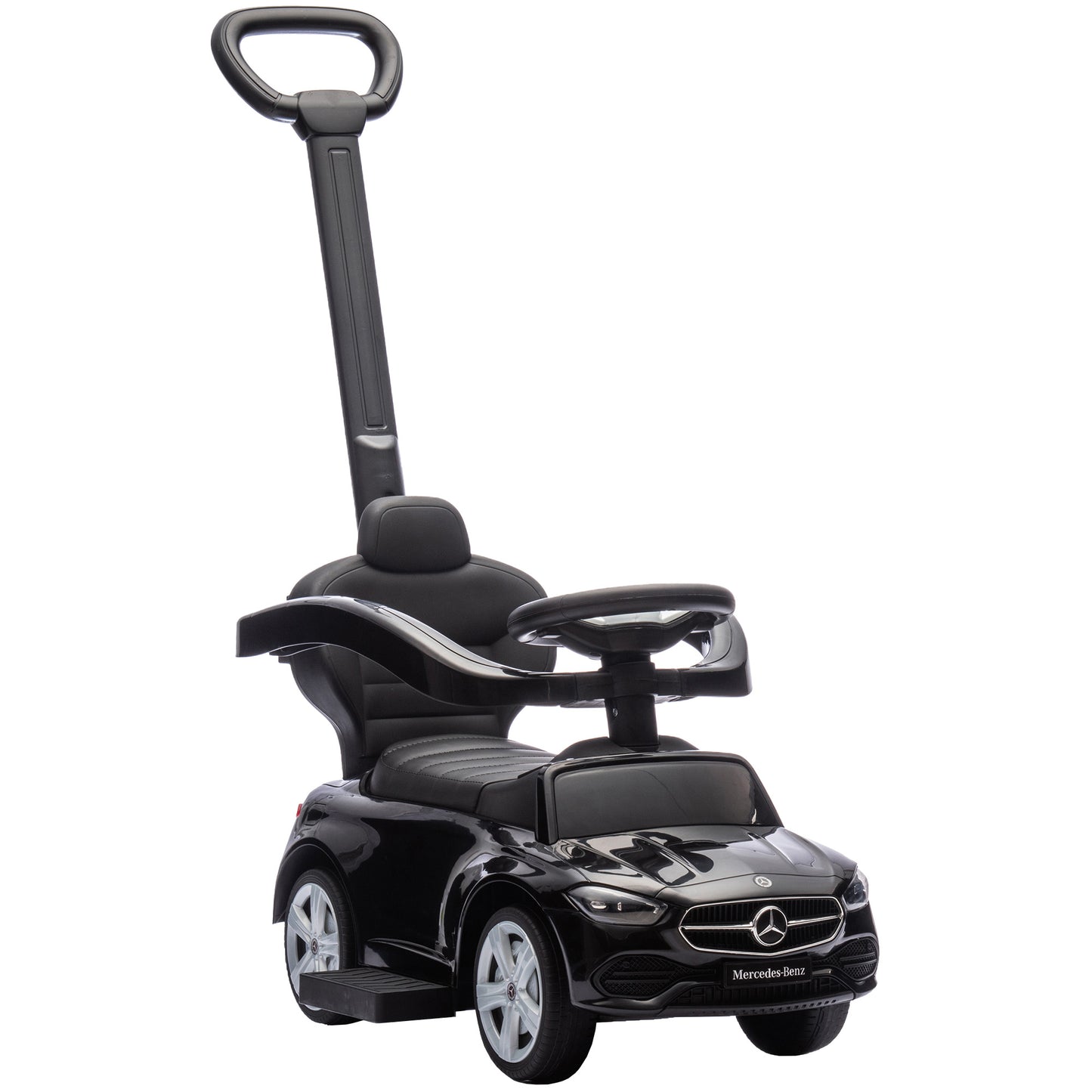 Baby 2-in-1 Ride-On Push Car | Licensed Mercedes-Benz C-Class | Walker Foot to Floor | Removable Handle | Under-Seat Storage | Ages 12-36 Months | Black