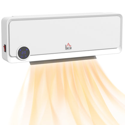 Wall Downflow Heater 2 Heat and Fan 1000W/2000W, Electric Space Heater with Timer Remote Oscillating, for Bedroom Home Office, White