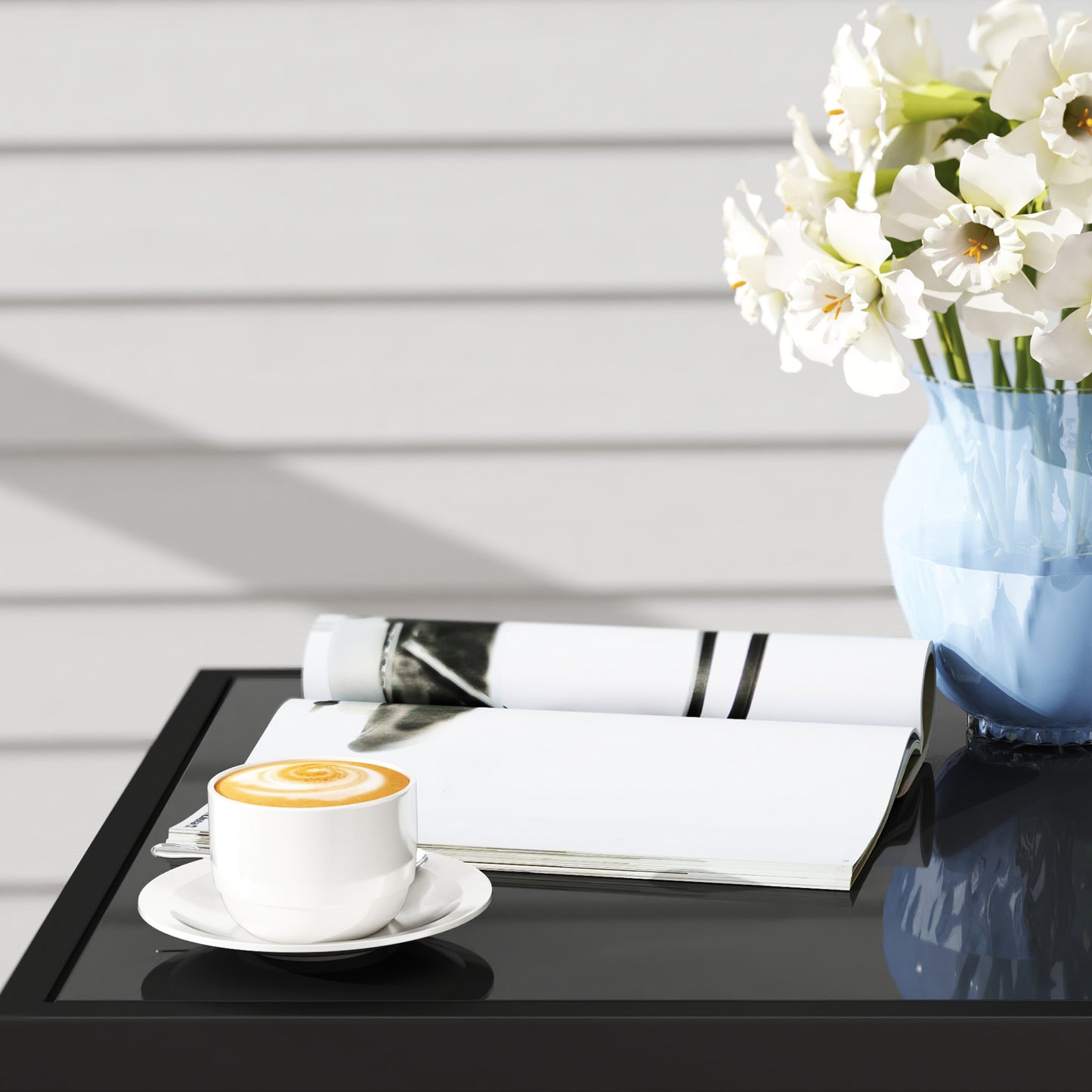 3 Piece Rattan Bistro Set with Cushions, Wicker Garden Furniture Set, Glass Top Coffee Table and Chairs for Patio, Balcony, Terrace and Conservatory