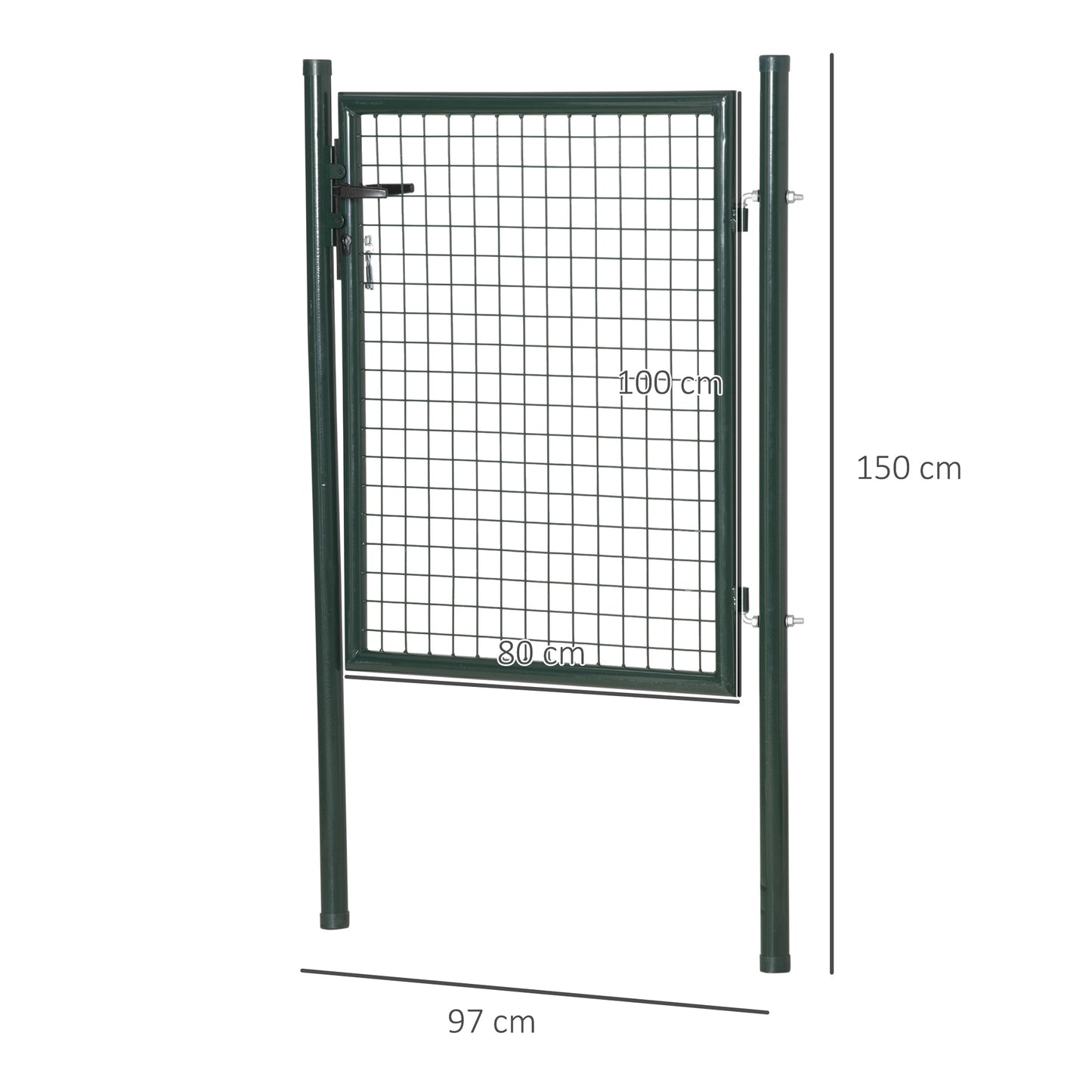 Green Steel Garden Gate with Lock and 3 Keys 97 x 150cm, Green