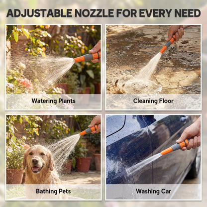 2-in-1 Portable & Wall Mounted Garden Hose Reel | 20+2m | Crank Handle | 2-Pattern Spray Nozzle | Rust-Proof PVC & PP | 8 Bar | 3/4" & 1/2" BSP Adaptor | 40x28x32cm | Orange