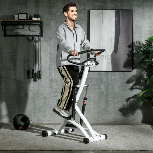 Foldable Stepper Machine with 12-Level Hydraulic Resistance, Step Machine Exerciser with LCD Monitor, for Home Fitness Workout, White and Black