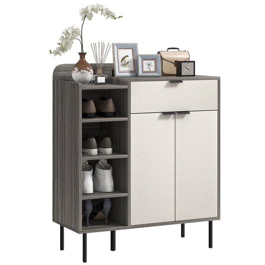 Modern And Minimal 12 Shoe Storage Unit Holder Rack Cabinet - Grey/White