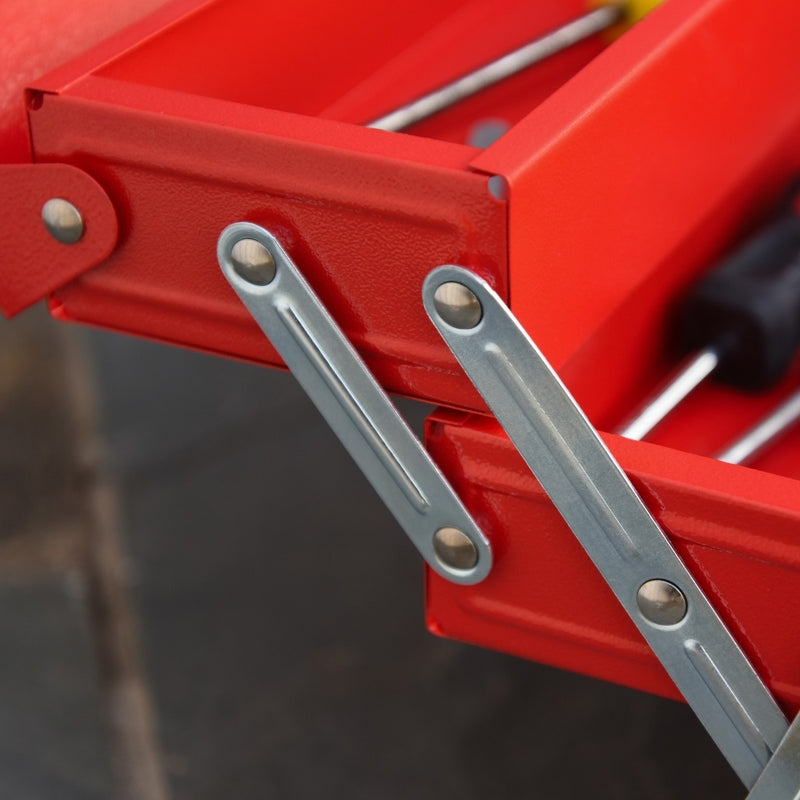 Durhand Metal Tool Box 3 Tier 5 Tray Professional Portable Storage Cabinet Workshop Cantilever Toolbox with Carry Handle, 45cmx20cmx34.5cm, Red