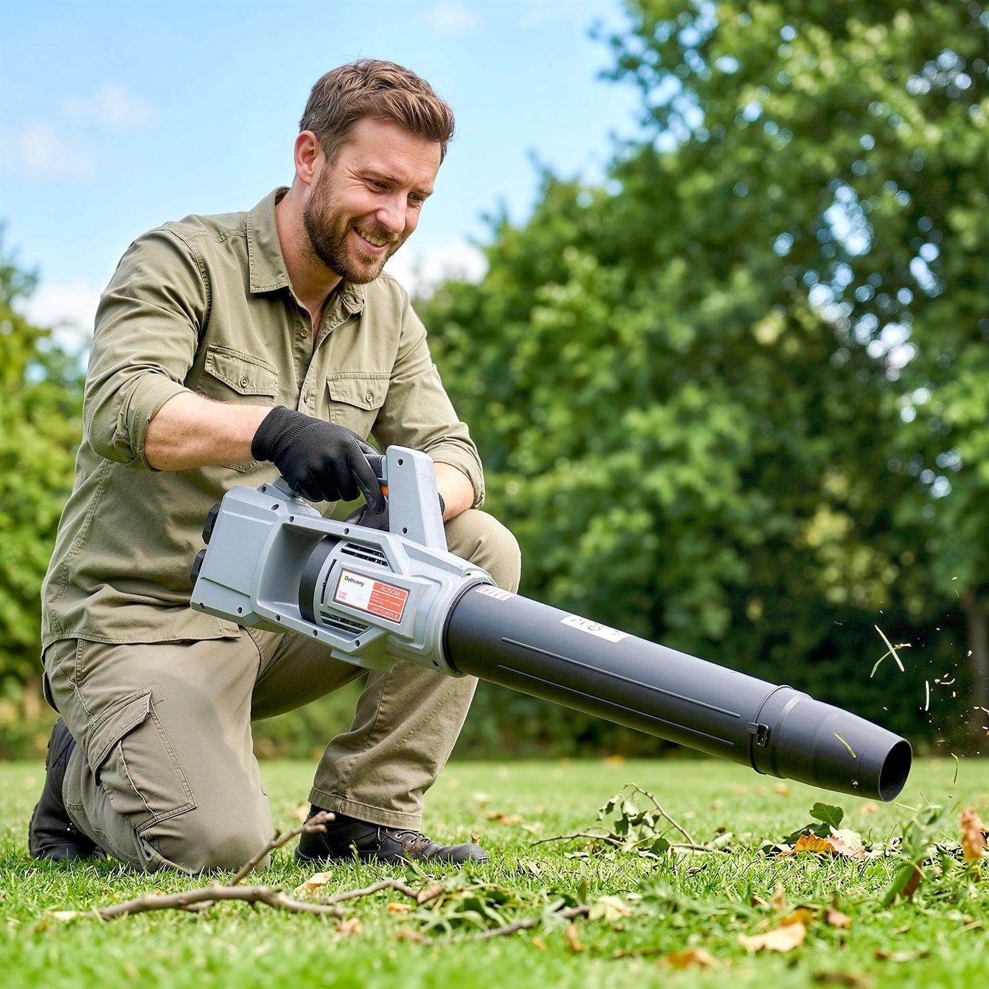 Outsunny Leaf Blower Cordless with 2 x 4000mAh Batteries & Charger, 36V Lightweight Garden Blower with 1000W Brushless Motor