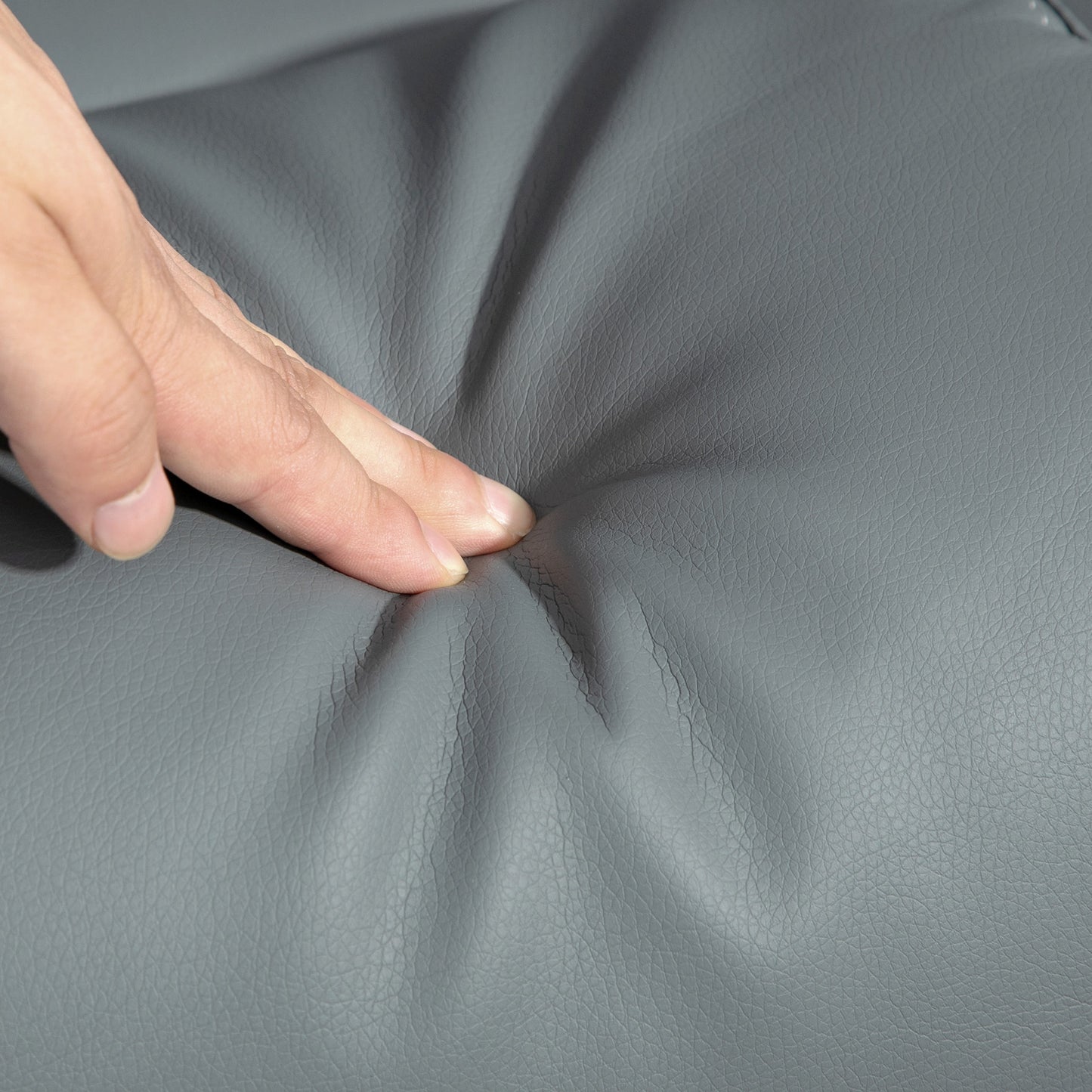 Faux Leather Manual Recliner and Footstool Set - Grey