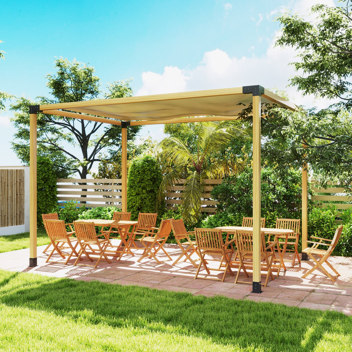 Pergola Kit, DIY Pergola Brackets with 3-Way Pergola Corner Brackets and Post Base for 4" x 4" (Actual 3.6" x 3.6") Lumber, 8 PCS Includes Screws