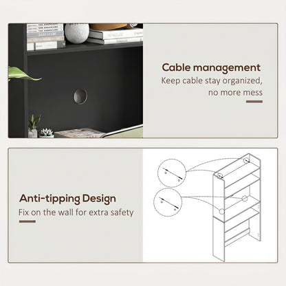 Foldable Computer Desk | Storage Shelves | 80 x 69 x 155 cm | Black