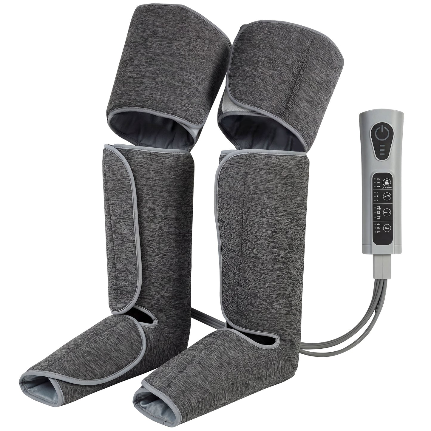 Air Compression Leg Massager with Heat | 6 Airbags | 360° Full-Leg Coverage | 3 Modes | 3 Intensities | Grey