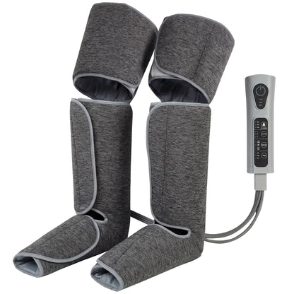 Air Compression Leg Massager with Heat | 6 Airbags | 360° Full-Leg Coverage | 3 Modes | 3 Intensities | Grey
