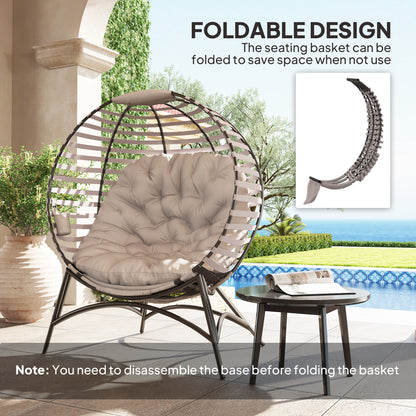 Outsunny Egg Chair with Cushion & Side Pocket - Light Grey