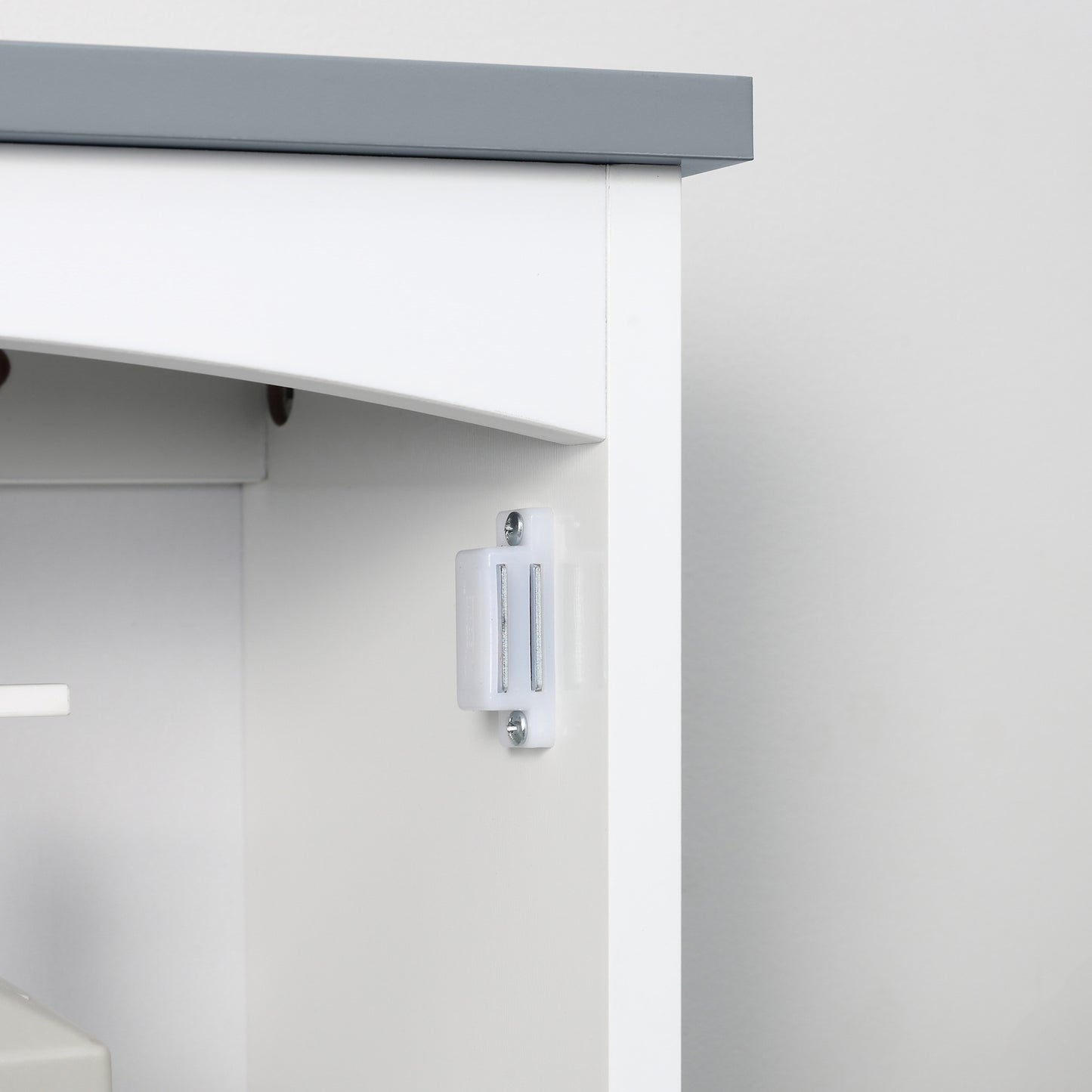 Kleankin Bathroom Cabinet Wall Mounted, Modern Bathroom Wall Cabinet with Arched Door and Adjustable Shelf, Bathroom Storage Cabinet, Light Grey and White