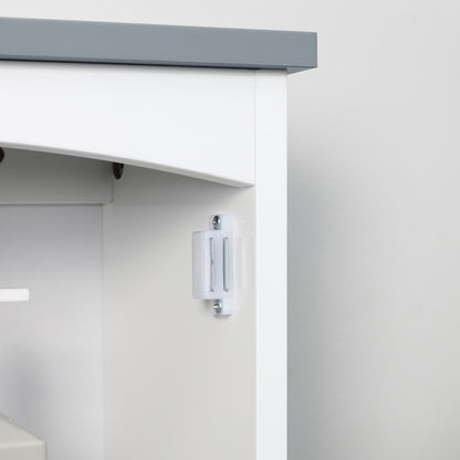 Kleankin Bathroom Cabinet Wall Mounted, Modern Bathroom Wall Cabinet with Arched Door and Adjustable Shelf, Bathroom Storage Cabinet, Light Grey and White