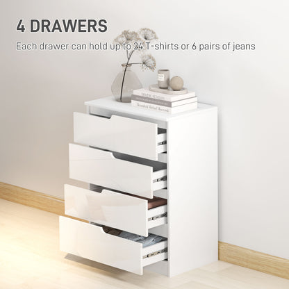 4 Drawer Chest of Drawers, Modern Dresser for Bedroom, Living Room, 60 x 40 x 85cm, White