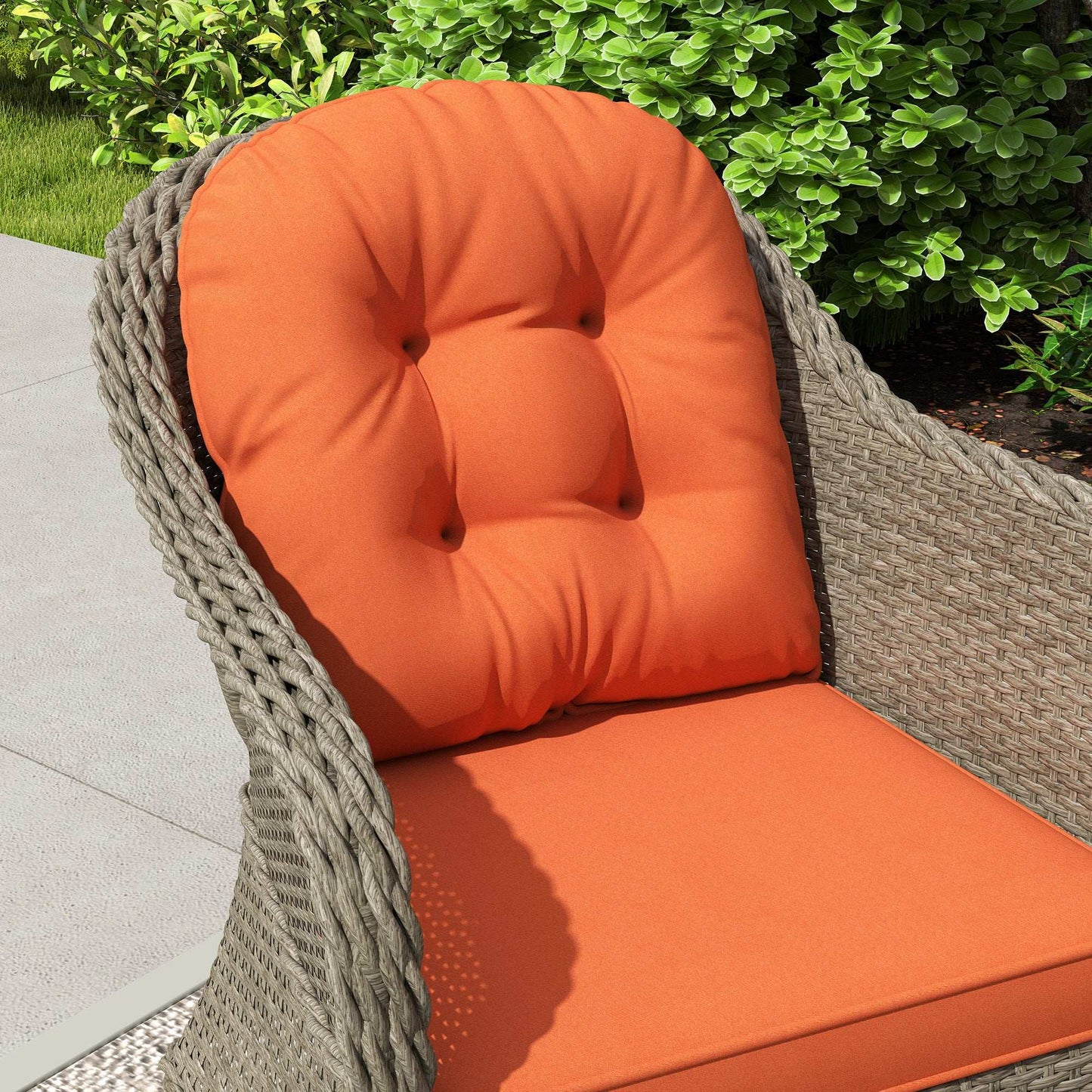 Outsunny Four-Piece Rattan Sofa Set, with Glass-Top Table - Orange