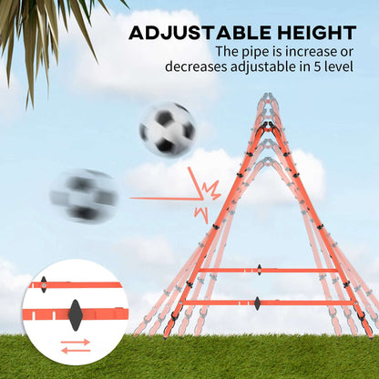Double Sided Football Rebounder Net, Football Rebound Goal with Five Adjustable Angles, Orange