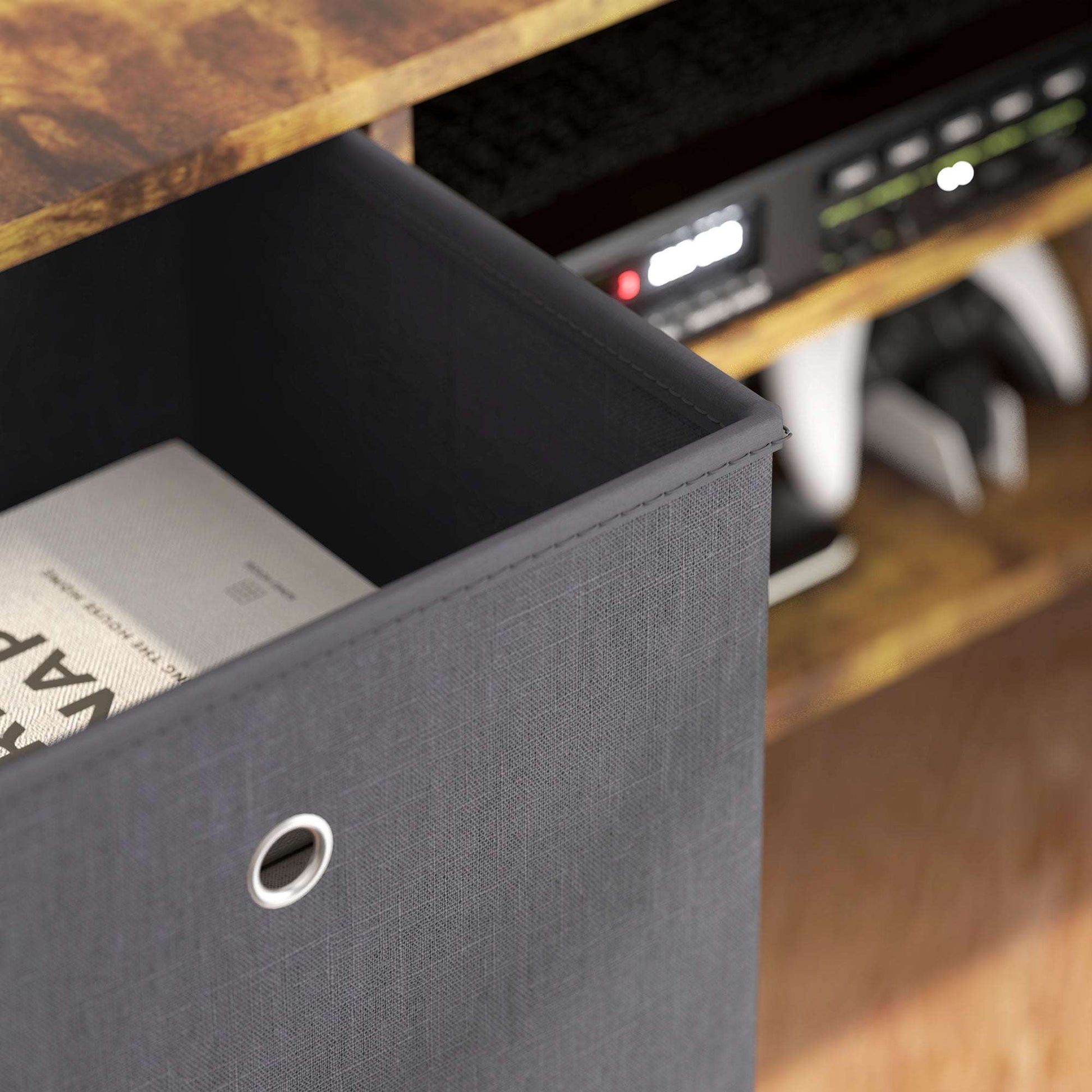 Retro Vintage Style TV Cabinet Stand Unit for TVs up to 50'' with Foldable Drawers, Entertainment Centre for Living Room Rustic Brown