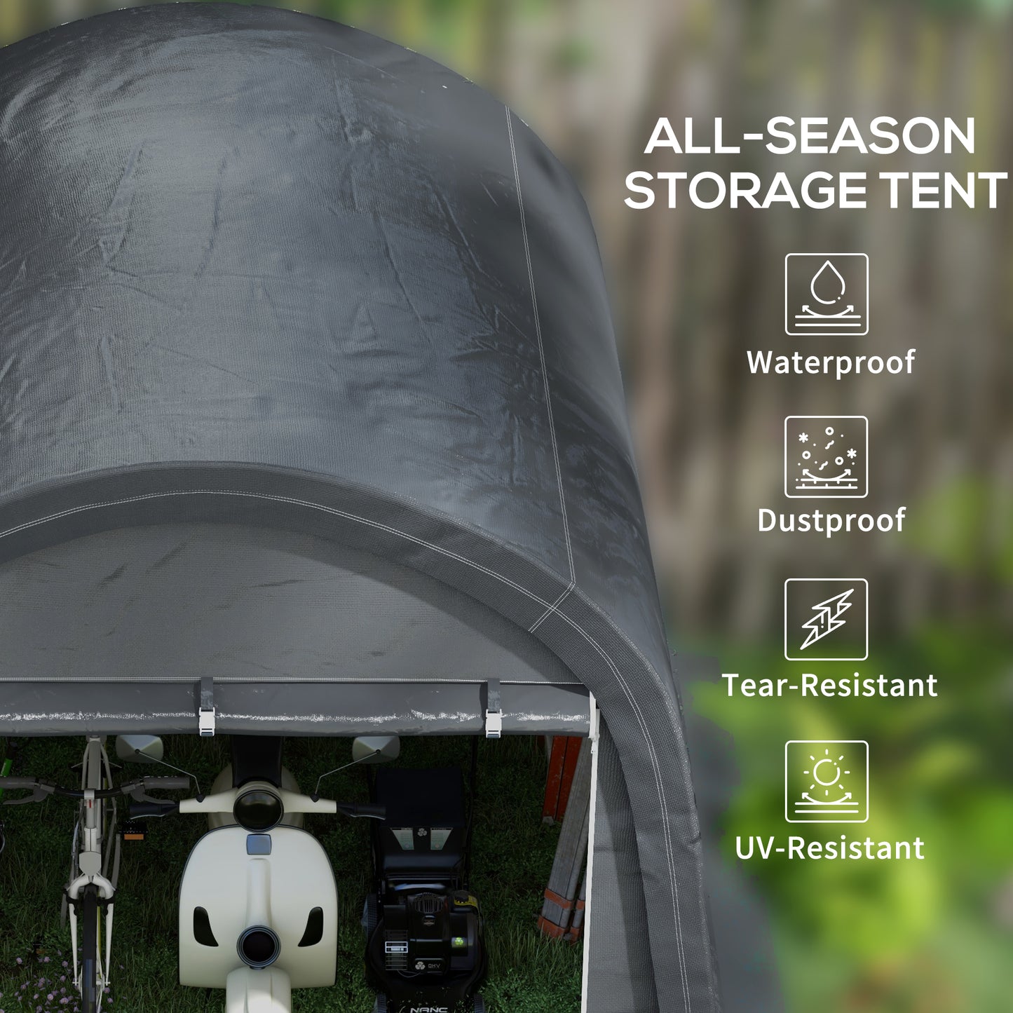 Outsunny 3 x 3(m) Garden Storage Tent, Heavy Duty Outdoor Shed, Waterproof Portable Shed Storage Shelter with Galvanised Steel Frame
