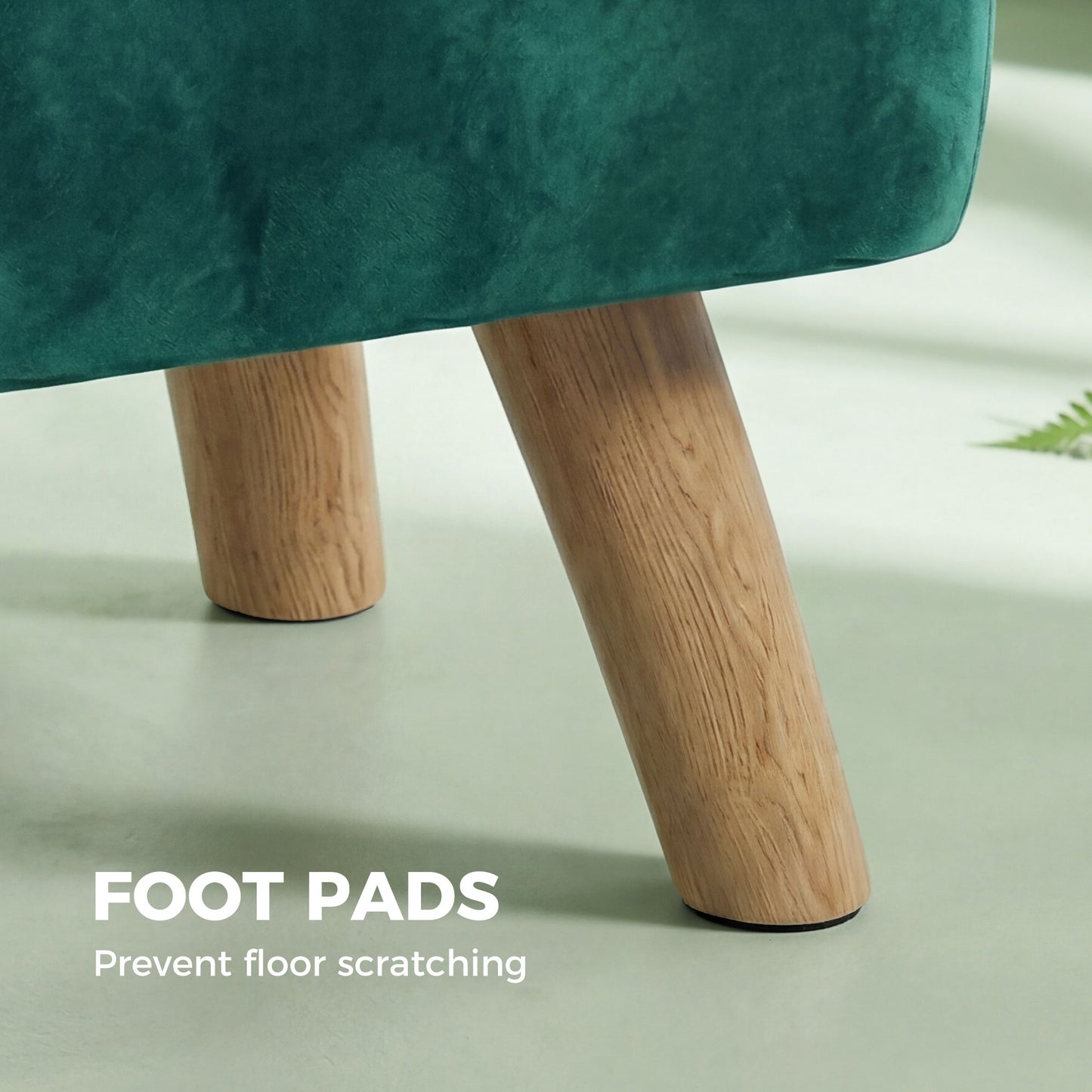 Square Padded Footstool Ottoman Pouffe | Tufted Velvet | Dark Green