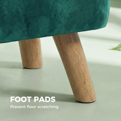Square Padded Footstool Ottoman Pouffe | Tufted Velvet | Dark Green