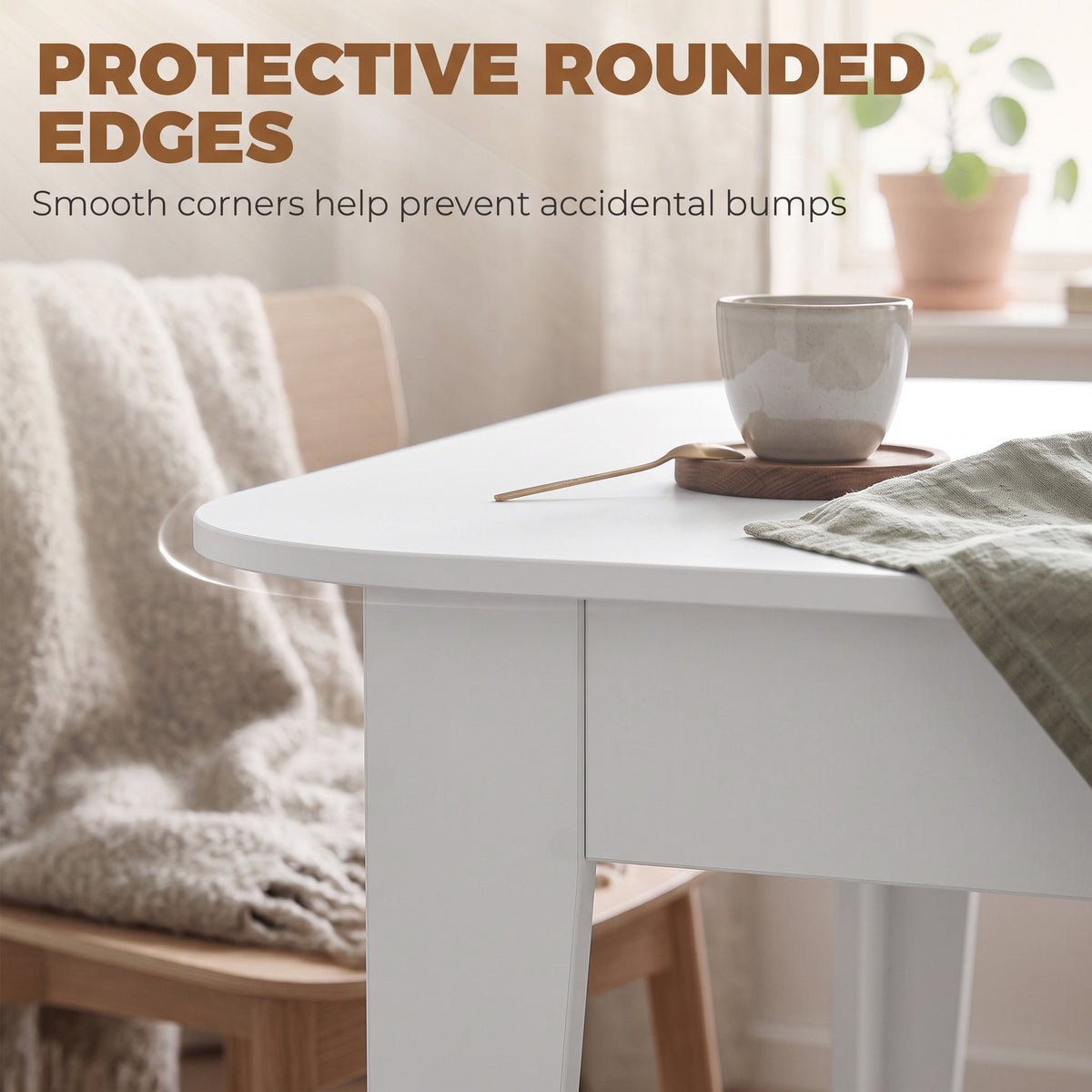 Extendable Oval Dining Table | White | Particleboard Steel | 140-180W x 80D x 75H cm | Seats 4-6 | 100kg | Melamine Top | Rounded Edges | Felt Pads | Steel Guide Rails | Underboard Storage