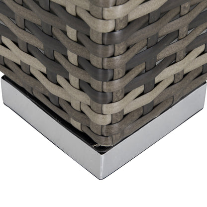 7 Pieces Outdoor PE Rattan Corner Sofa Set, Patio Wicker Conversation Chaise Lounge Furniture w/ Tempered Glass Table-top & Soft Padded Cushion, Dark Grey