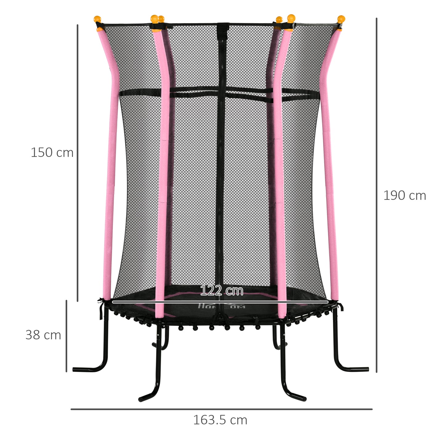 Kids Trampoline Mini Bouncer with Enclosure Safety Net For Ages 3-10 Years - Pink / Blue