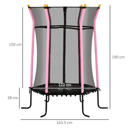 Kids Trampoline Mini Bouncer with Enclosure Safety Net For Ages 3-10 Years - Pink / Blue