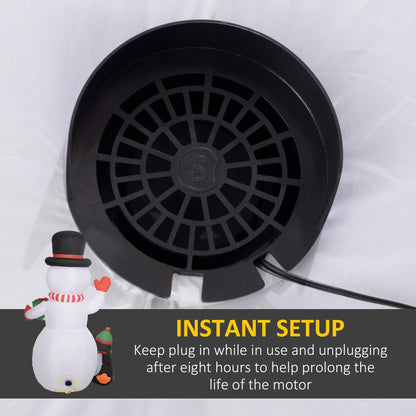 Outsunny 8FT Christmas Inflatable Snowman Holding Gift Box W/ Penguin, Blow Up W/ Rotating Colorful LED Light for Indoor, Outdoor