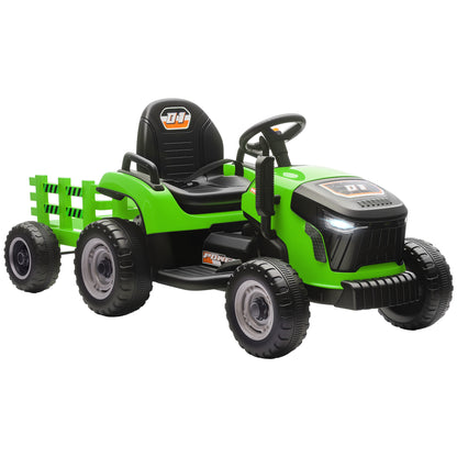 AIYAPLAY 12V Ride on Tractor and Trailer with Remote Control, Music, Shifter, Start-Up Sound, for Kids Ages 3-8 Years