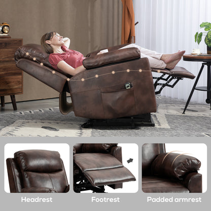 Riser and Recliner Lift Chair With Remote Control, Side Pockets, Pocket Spring, Dark Brown