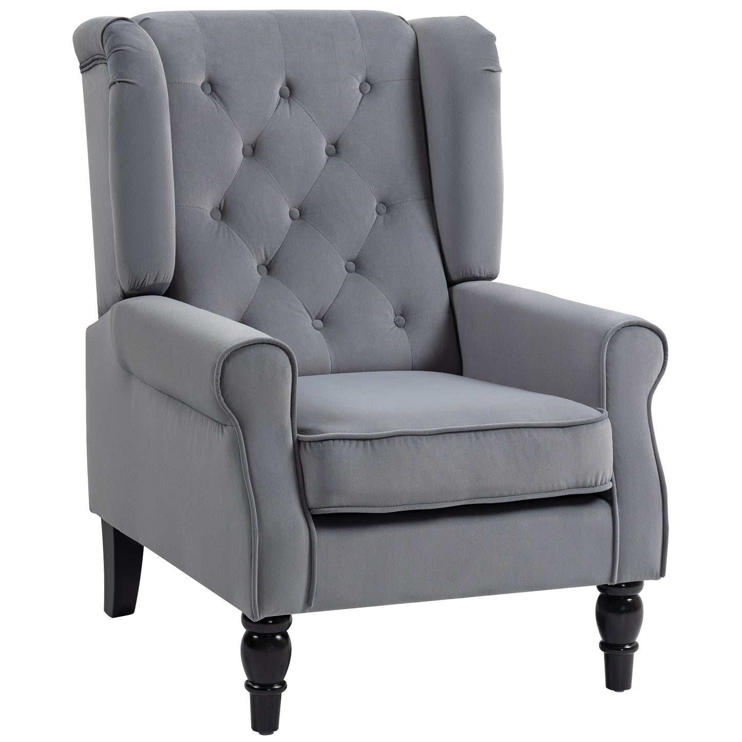 Wingback Accent Chair, Retro Vintage Style Upholstered Button Tufted Occasional Chair for Living Room and Bedroom