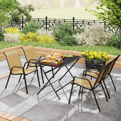 Outsunny Four-Piece Stacking Rattan Garden Seat Set - Khaki
