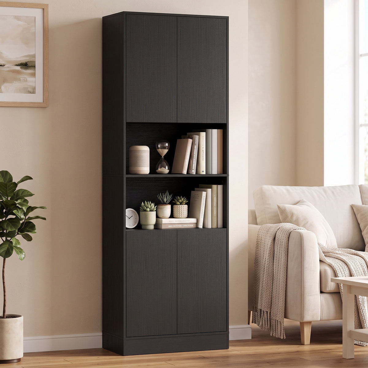 Kitchen Pantry Cabinet | 170cm Freestanding Storage Cupboard with Soft-Close Doors, 2 Colours