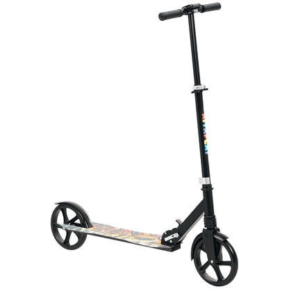 AIYAPLAY Foldable Kids Scooter with Adjustable Handlebar, 200mm Big Wheel, Rear Fender Brake, Gift for Ages 6-12 Years, Black