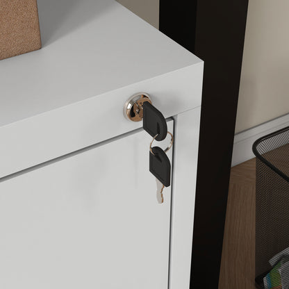 Two-Drawer Modern Steel Filing Cabinet Organiser Storage Unit Cabinet - White