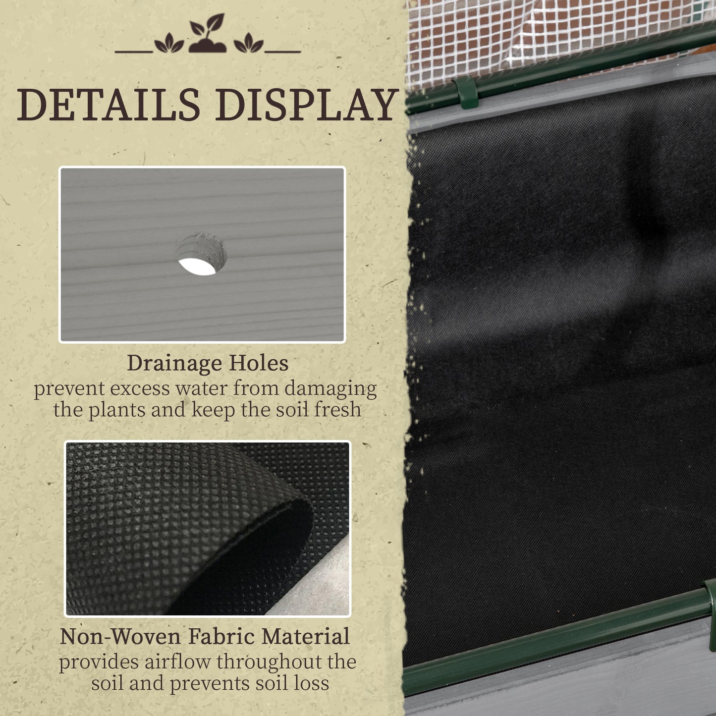 Outsunny Raised Garden Bed Outdoor Elevated Wood Planter Box w/ PE Cover, Dark Grey