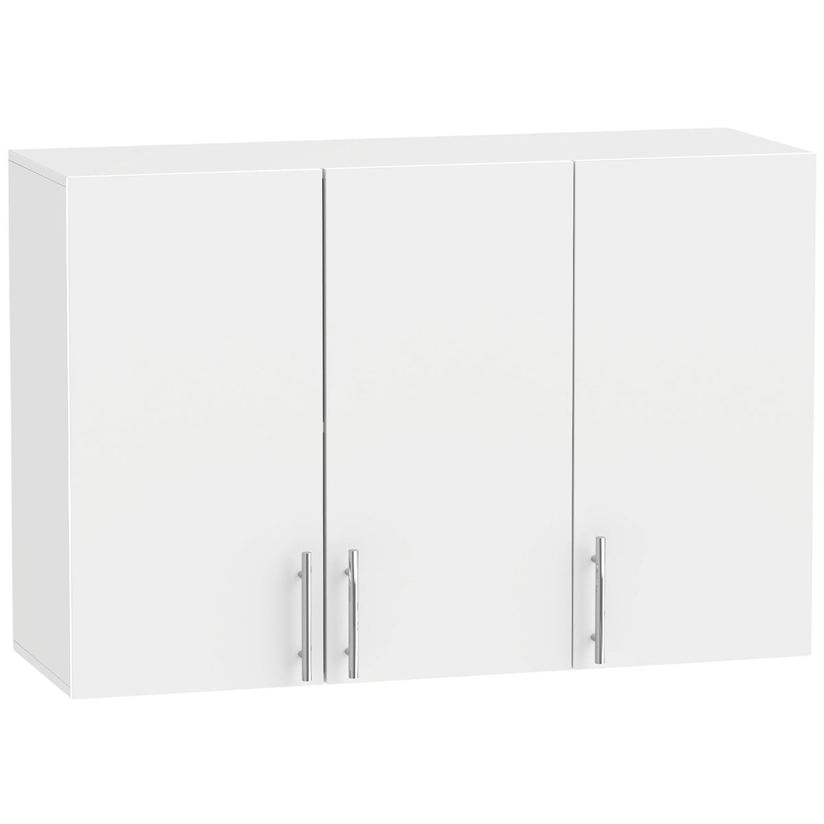 Wall-Mounted Cabinet | White MDF | 90x31x60cm | 3 Doors | Large & Small Cabinet | Adjustable Shelf 6.4cm Steps | Soft-Close Hinges | 20kg | Bathroom Kitchen Living Room