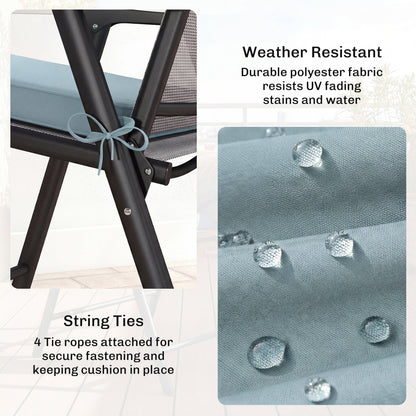 Set of 6 Chair Seat Cushions | 5cm Thick | UV-Treated | Water, Stain & Fade Resistant | Tie Fastenings | Removable Covers | Indoor & Outdoor | 42 x 42cm | Light Grey