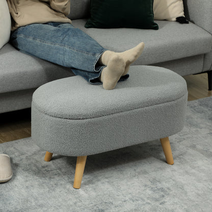 Teddy Fleece Storage Ottoman - Grey