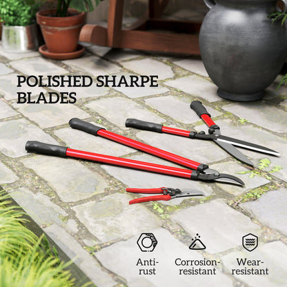 3 Piece Garden Shears Set with Hedge Shears, Lopper, Garden Secateurs, Lightweight and Compact, Tree Shrub Care Kit for Pruning with Soft Grip Handle