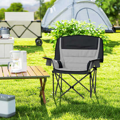 Outsunny Portable Padded Camping Chair, with Bag - Black/Grey